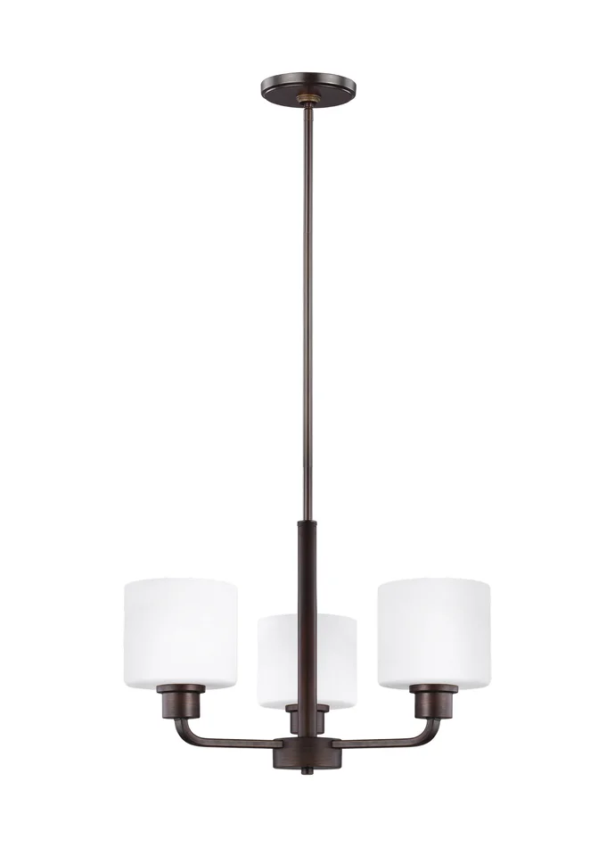 Generation Lighting 3128803-710 Canfield Three Light Chandelier, Bronze