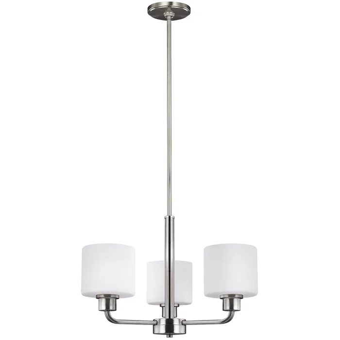 Generation Lighting 3128803EN3-962 Canfield Three Light Chandelier, Brushed Nickel