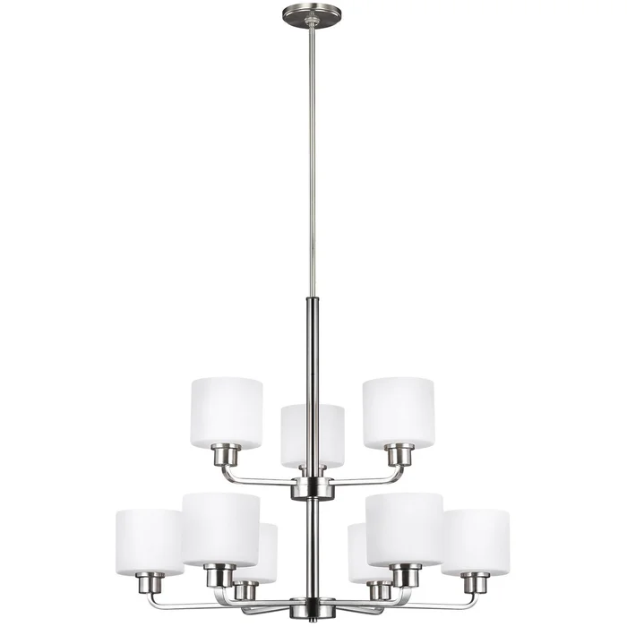 Generation Lighting 3128809EN3-962 Canfield Nine Light Chandelier, Brushed Nickel