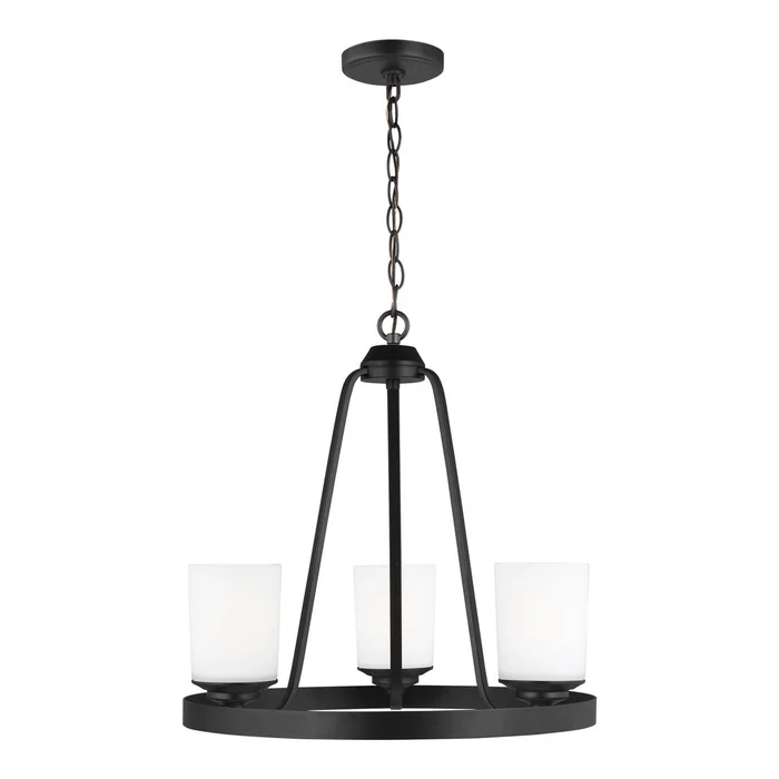 Generation Lighting 3130703-112 Kemal Three Light Chandelier, Midnight Black