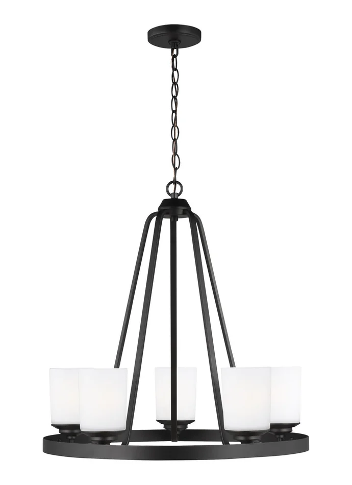 Generation Lighting 3130705EN3-112 Kemal Five Light Chandelier, Midnight Black