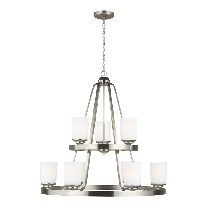 Generation Lighting 3130709-962 Kemal Nine Light Chandelier, Brushed Nickel