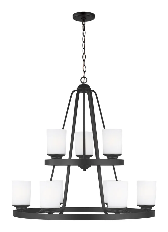 Generation Lighting 3130709EN3-112 Kemal Nine Light Chandelier, Midnight Black