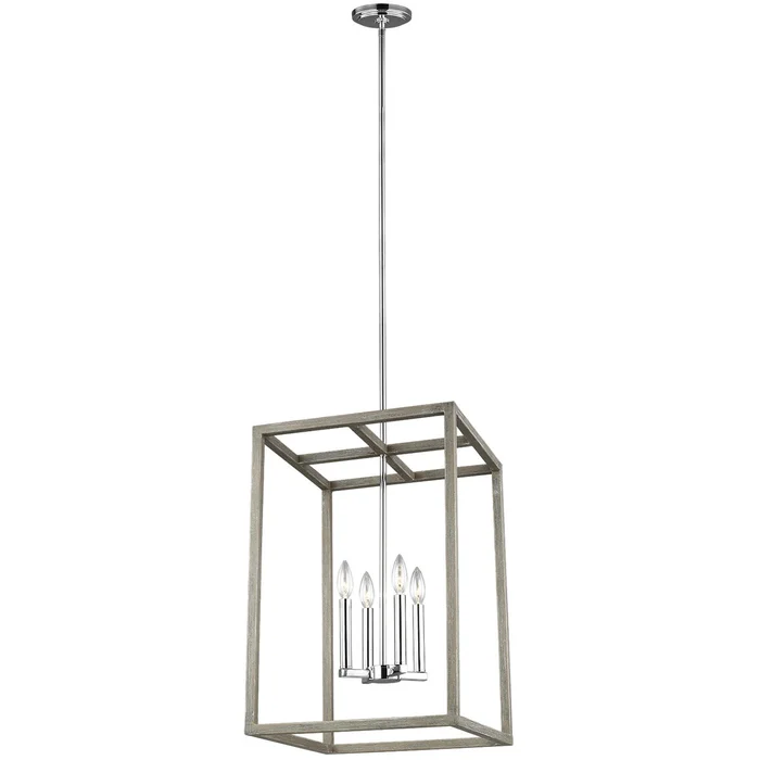 Generation Lighting 5134504-872 Moffet Street Four Light Hall / Foyer Pendant, Washed Pine