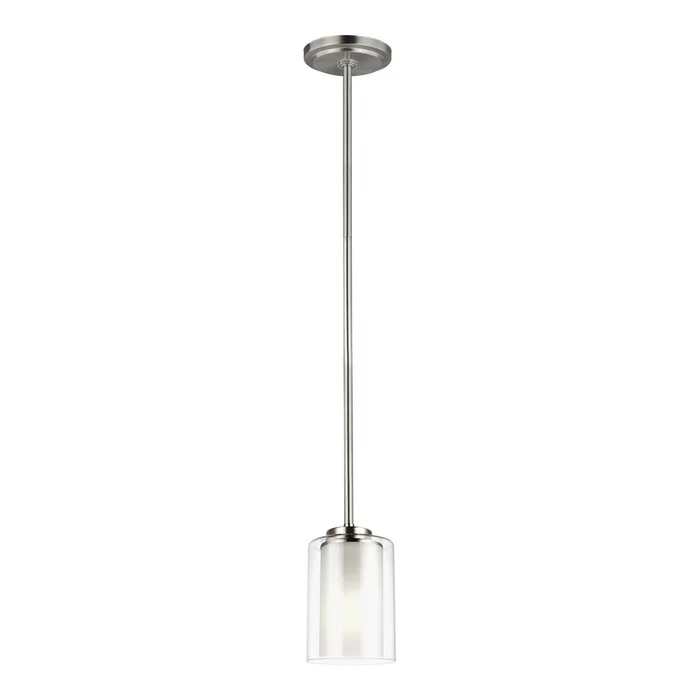 Generation Lighting 6137301-962 Elmwood Park One Light Mini-Pendant, Brushed Nickel