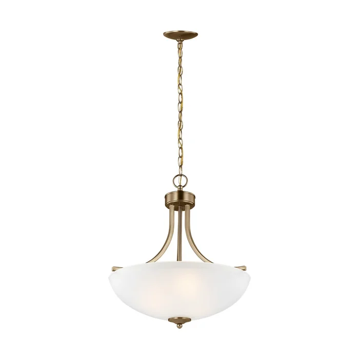 Generation Lighting 6616503-848 Geary Three Light Pendant, Satin Brass