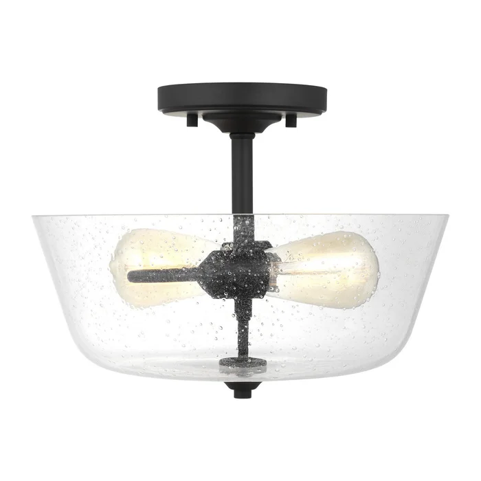 Generation Lighting 7714502-112 Belton Two Light Semi-Flush Mount, Midnight Black