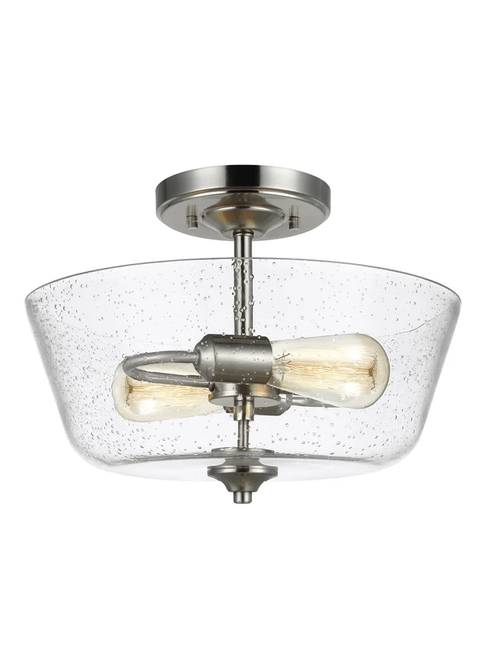 Generation Lighting 7714502-962 Belton Two Light Semi-Flush Mount, Brushed Nickel