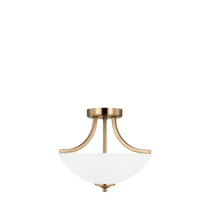 Generation Lighting 7716502-848 Geary Two Light Semi-Flush Convertible Pendant, Satin Brass