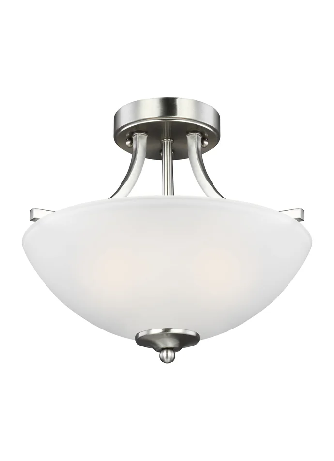 Generation Lighting 7716502-962 Geary Two Light Semi-Flush Convertible Pendant, Brushed Nickel