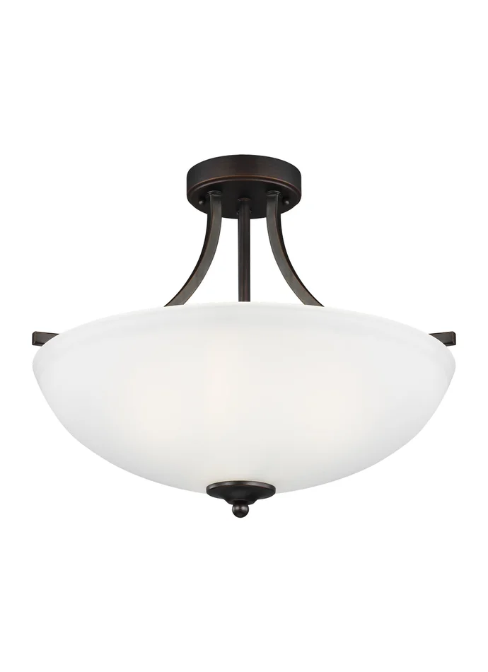 Generation Lighting 7716503-710 Geary Three Light Semi-Flush Convertible Pendant, Bronze