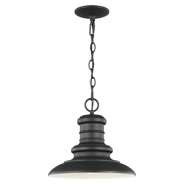 Generation Lighting OL8904TXB Redding Station One Light Outdoor Pendant, Textured Black