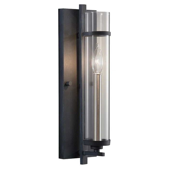 Generation Lighting WB1560AF/BS Ethan One Light Wall Sconce, Antique Forged Iron / Brushed Steel