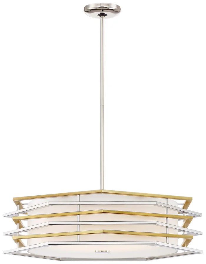 George Kovacs P1074-657-L Levels LED Pendant, Polished Nickel W/Honey Gold