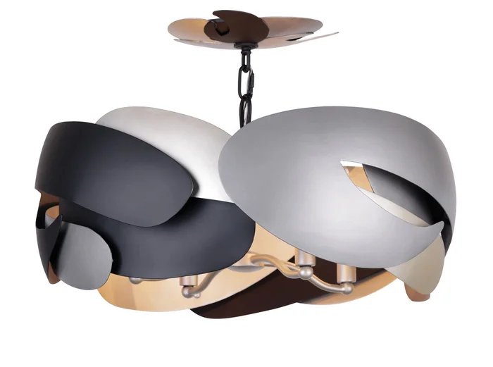 George Kovacs P1333-780 Metalo Misto Four Light Semi Flush Mount, Brass/ Cola Grey / Matte Black