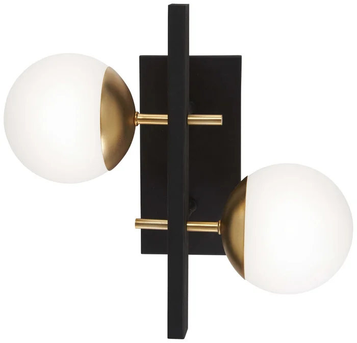 George Kovacs P1351-618 Alluria Two Light Wall Mount, Weathered Black W/Autumn Gold