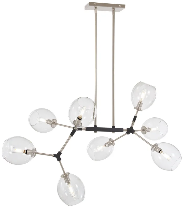 George Kovacs P1368-619 Nexpo Eight Light Chandelier, Brushed Nickel W/Black Accents
