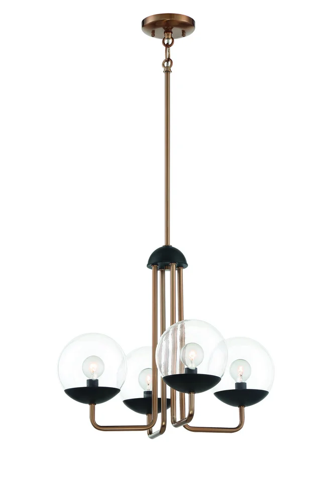 George Kovacs P1504-416 Outer Limits Four Light Chandelier, Painted Bronze W/Natural Brush