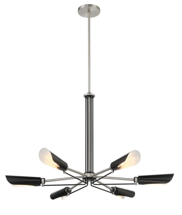 George Kovacs P1696-691 Turbine Six Light Chandelier, Coal With Brushed Nickel