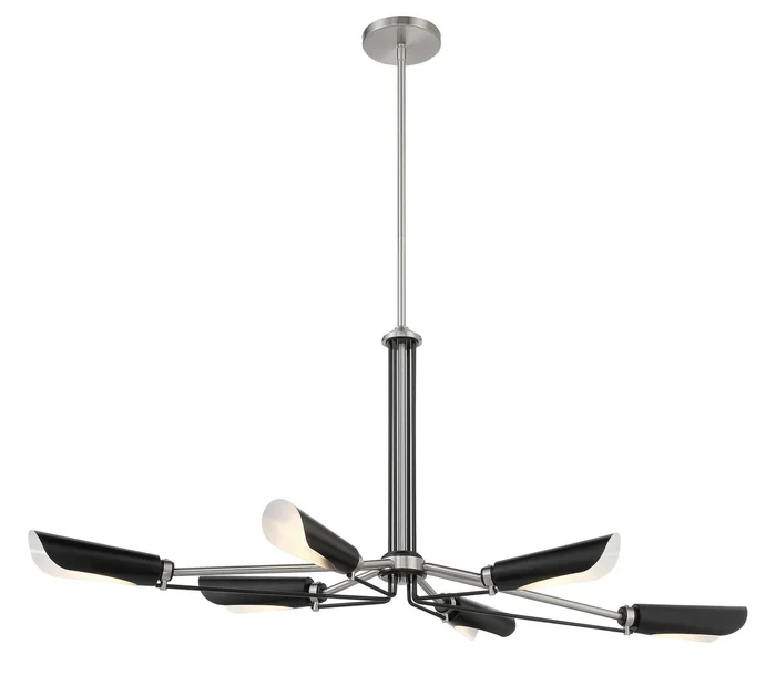 George Kovacs P1697-691 Turbine Six Light Island Pendant, Coal With Brushed Nickel