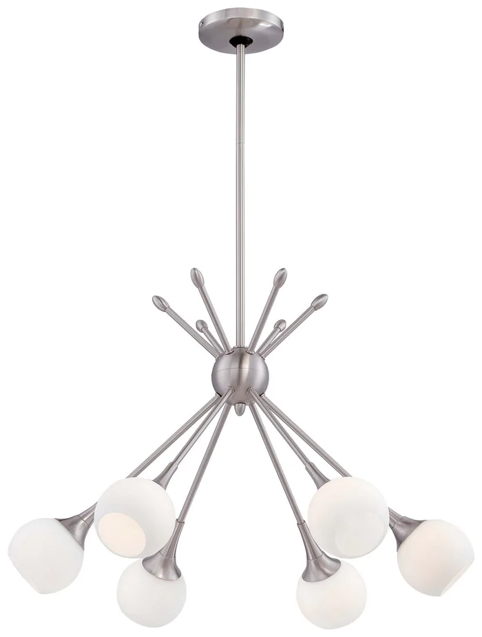 George Kovacs P1806-084 Pontil Six Light Chandelier, Brushed Nickel