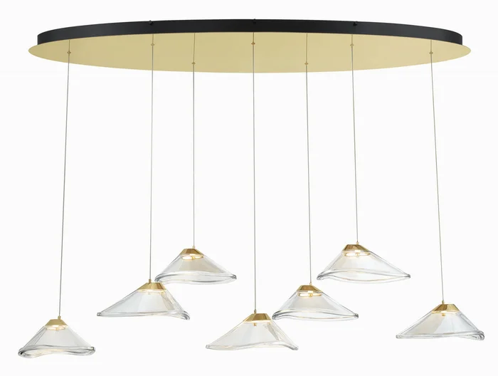 George Kovacs P5402-718-L Sneer LED Pendant, Coal And Sun Gold