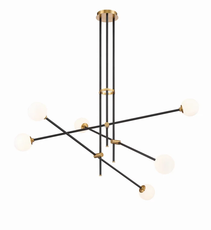 George Kovacs P8151-681 Cosmet Six Light Pendant, Coal And Aged Brass
