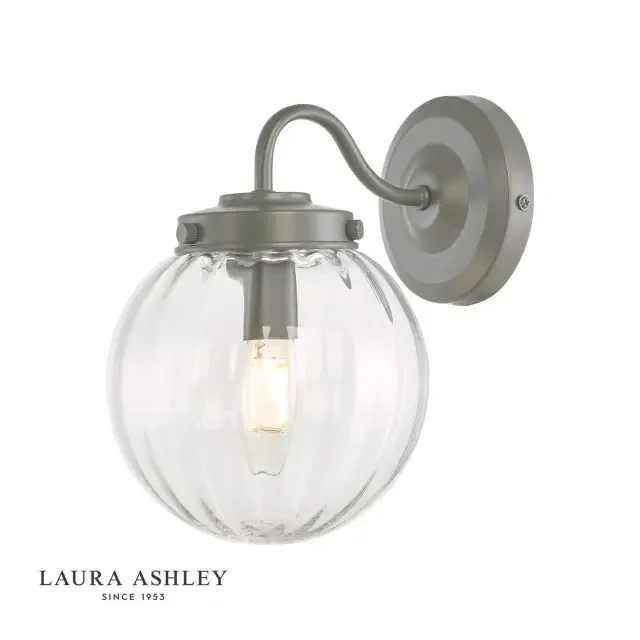 Georgie Grey with Clear Glass IP44 Wall Light