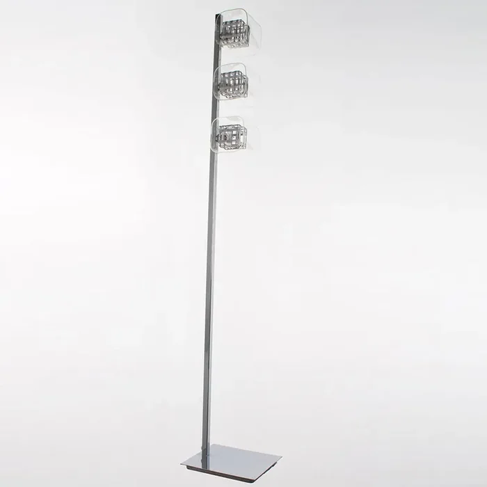 Glass/Weaved Wire Cube Chrome Floor Lamp (0268AVIFLCH)