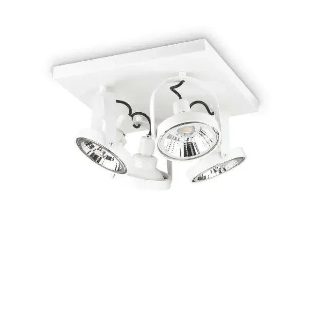 Glim PL4 4 Light White with Adjustable Square Plate Ceiling Spotlight
