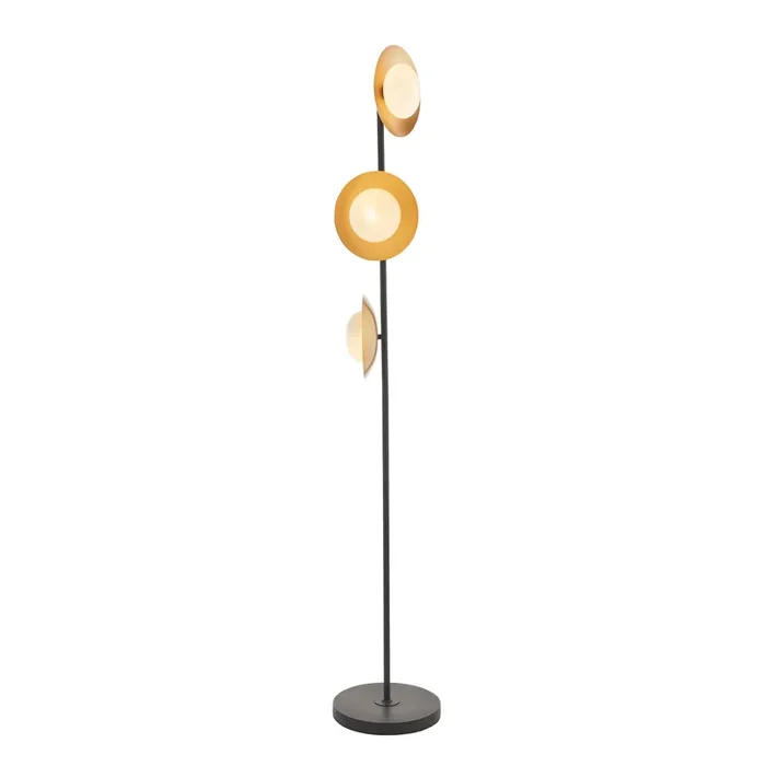 Gold & bronze dish floor light with pebble shaped glass (0711DIS92039)