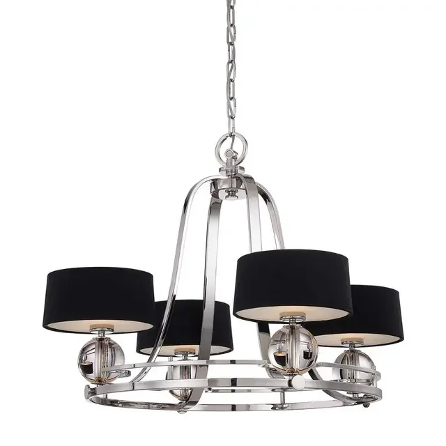 Gotham 4 Light Imperial Silver with Black Shades Chandelier