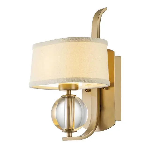 Gotham Brushed Brass with Cream Shade Wall Light