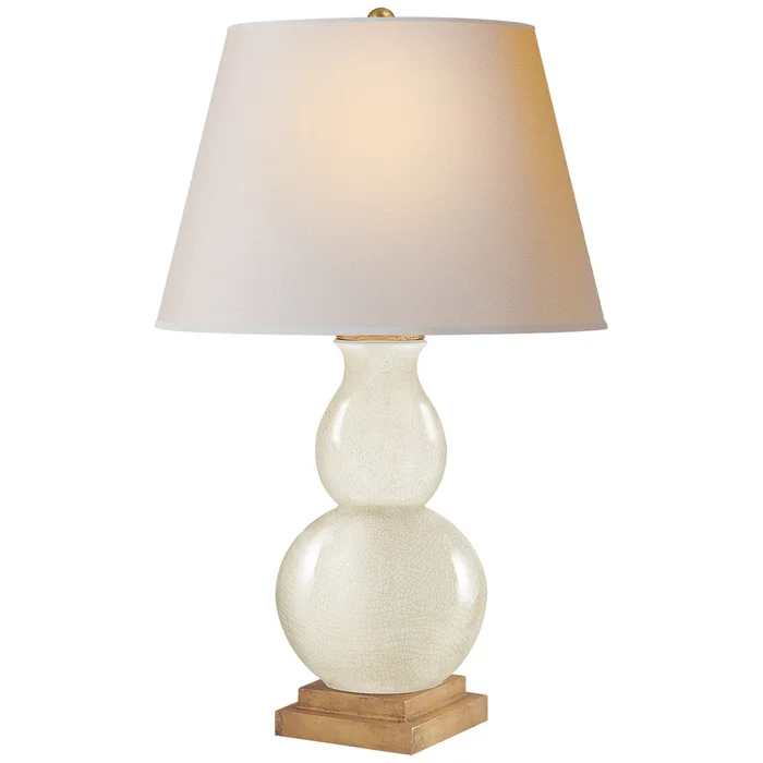 Gourd Form One Light Table Lamp, Tea Stain Crackle