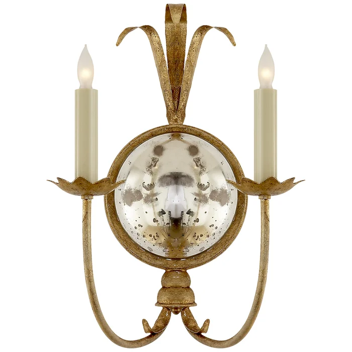 Gramercy Two Light Wall Sconce, Gilded Iron