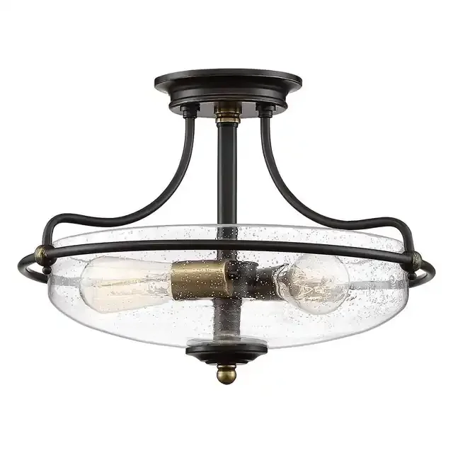Griffin 3 Light Bronze with Brass Semi Flush Ceiling Light