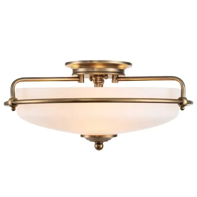 Griffin 3 Light Weathered Brass Flush Ceiling Light