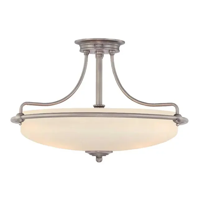 Griffin 4 Light Antique Nickel Semi Flush Ceiling Light