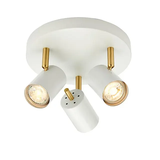 Gull 3 Light Matt White with Satin Brass Adjustable Spotlight