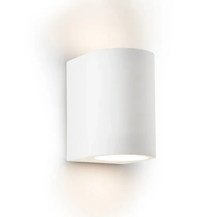 Gypsum White Plaster Curved Cylinder Up & Down Wall Light
