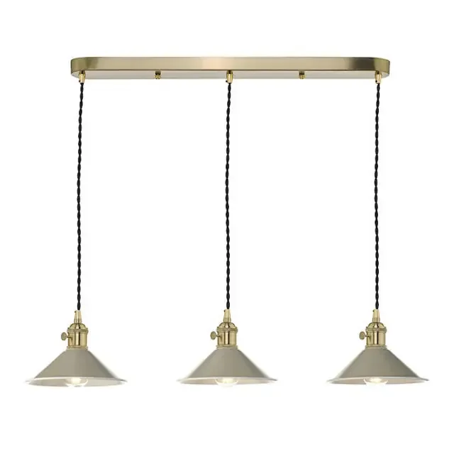 Hadano 3 Light Brass With Cashmere Shades Bar Pendant Light