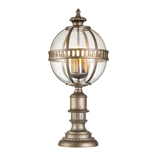 Halleron 3 Light Burnished Bronze IP44 Top Post Light