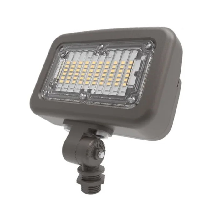 Halo Lighting GFLM40FSUNVDBZK Medium Slim LED Floodlight with Photocell + Dusk-to-Dawn, Knuckle Mount, 30W, Selectable CCT (3000K/4000K/5000K), Bronze