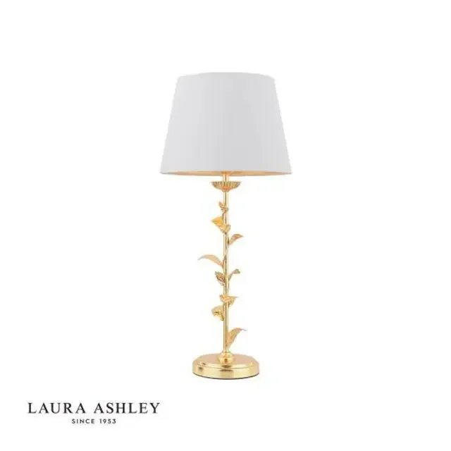 Halton Distressed Gold Leaf with White Shade Table Lamp