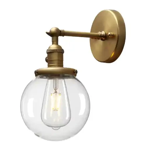 Hand Blown Shade Wall Light – Clear Glass Globe IP20 Wall Sconce