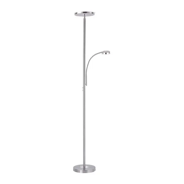 HANS 2 Light Satin Chrome Mother and Child Circular Floor Lamp