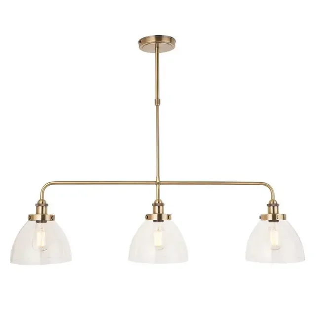 Hansen 3 Light Antique Brass with Clear Shade Bar Pendant Light