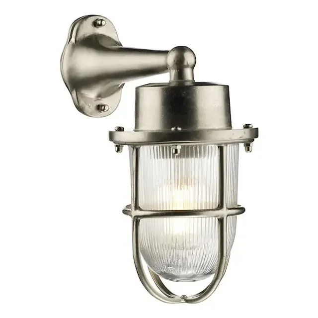 Harbour 1 Light Nickel IP64 Down Wall Light