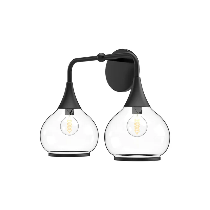 Hazel Two Light Bathroom Fixtures in Clear Glass/Matte Black (452|VL524217MBCL)