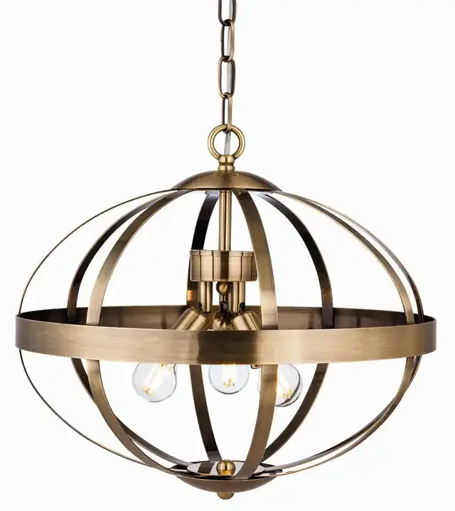 Healey 3 Light Antique Brass Pendant Light